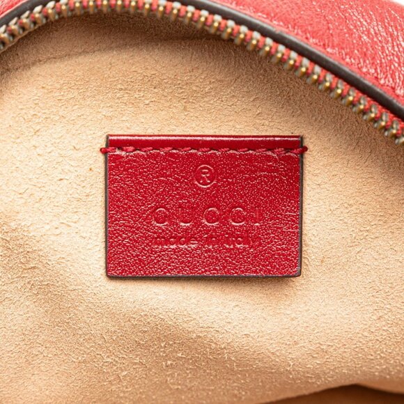 GUCCI Red Leather GG Marmont Shoulder Bag - Picture 8 of 10